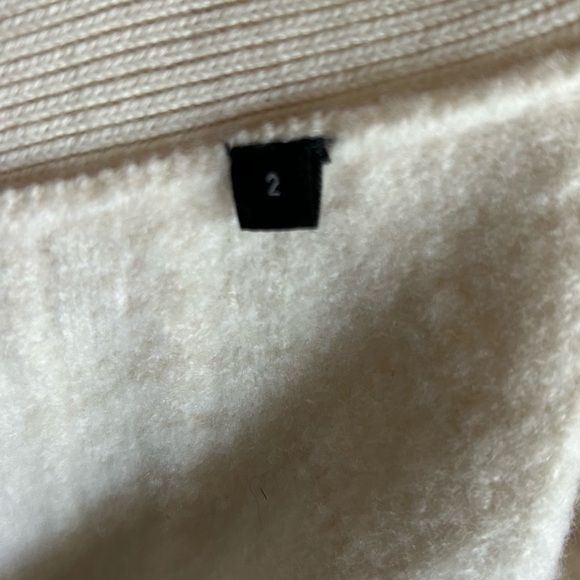 The Kooples Thick Wool Cable Knit V-Neck Button Up Cardigan Sweater Ivory size 2 - Picture 4 of 8